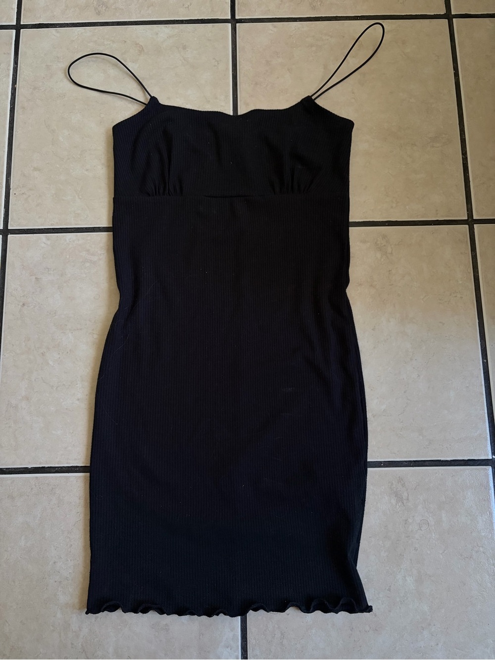 Forever 21 Black Ribbed Spaghetti Strap Mini Dress